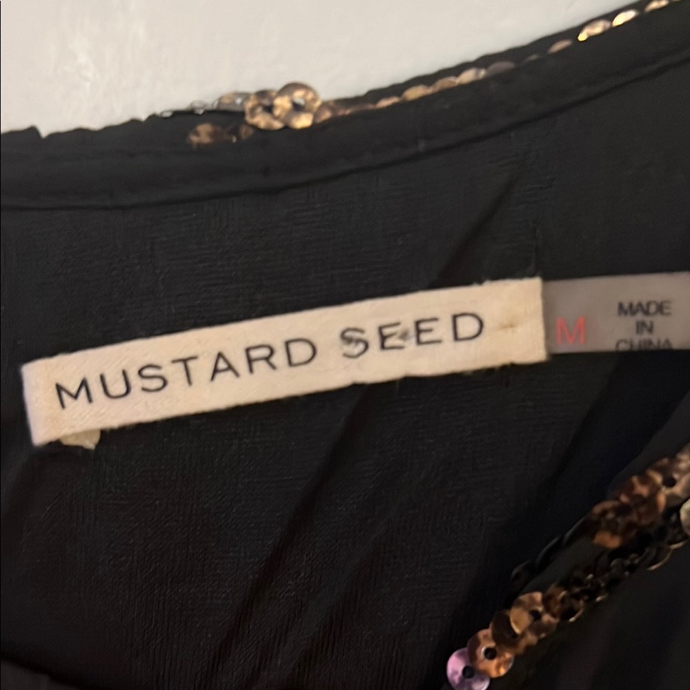 Mustard Seed Sequin Sheath Mini Dress Black and Gold - Women’s Size Medium - Picture 16 of 17